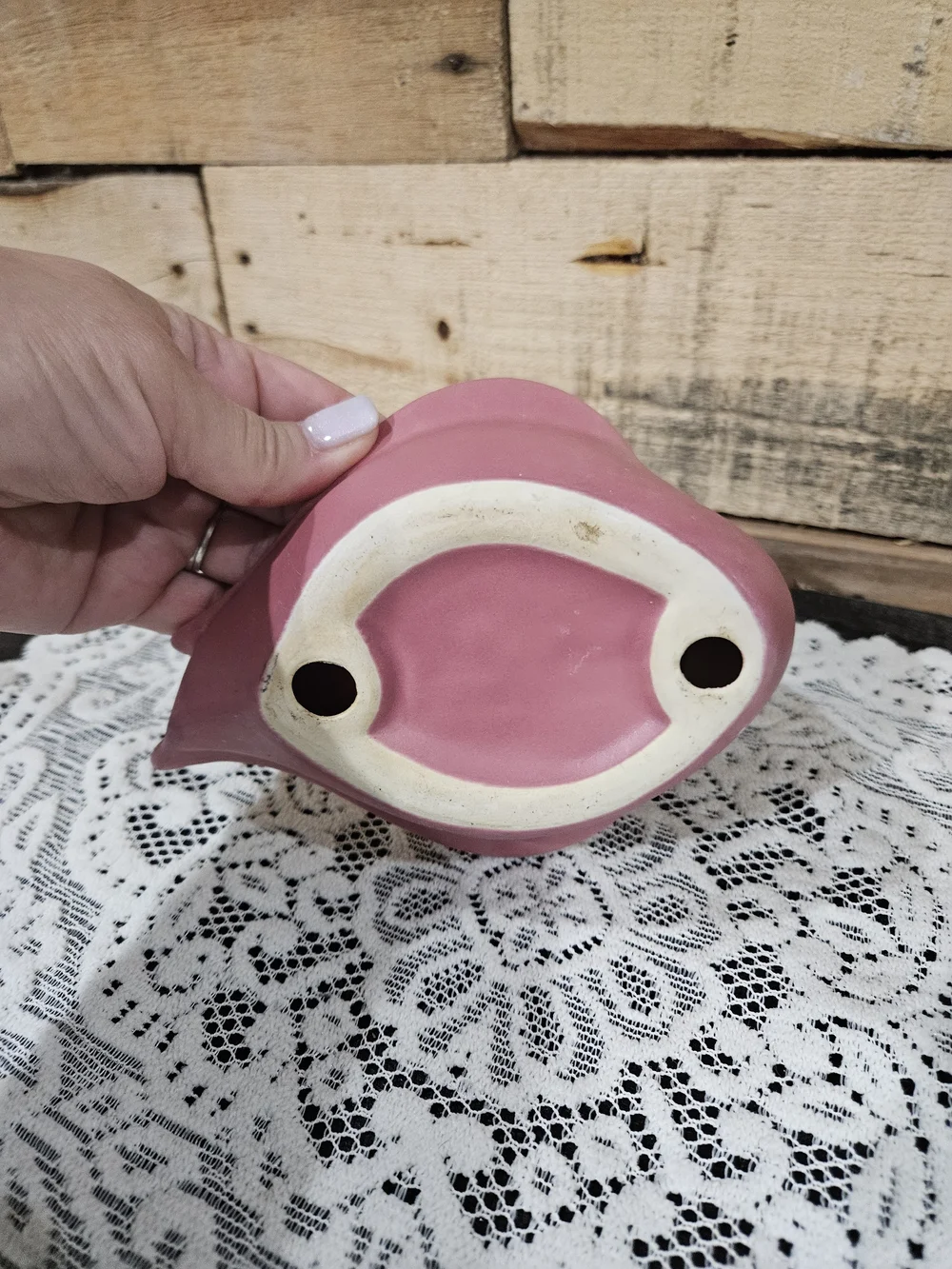 Pink Ceramic Swan Basket Decorative Home Accent